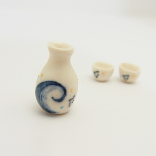 再販・ミニチュア！「徳利とお猪口（千鳥）」 立体・オブジェ やまざき