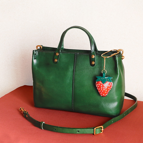 グリーンレザー ハンドバッグ 新作2way植タンニン鞣し牛革ハンドバッグ斜め掛けショルダー通勤