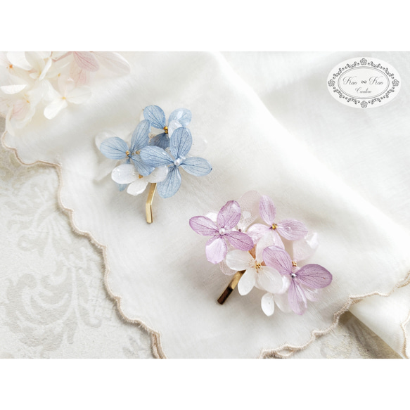 《再販》紫陽花のポニーフック　Lavender × White 4枚目の画像