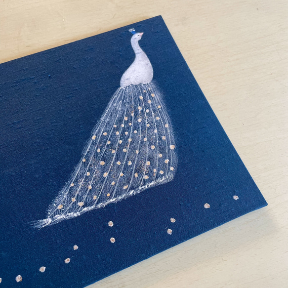 【見開きタイプ】手描き一点物　白い孔雀/御朱印帳 5枚目の画像