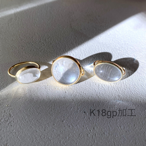 受注製作】18mm ぷっくり まるまる クリスタルクォーツ リング（真鍮