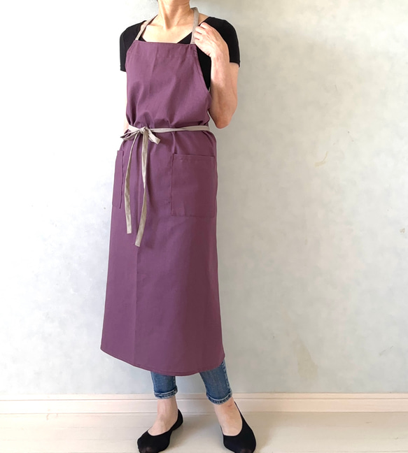 選べる肩紐仕様⭐︎バイカラーフルエプロン 18枚目の画像
