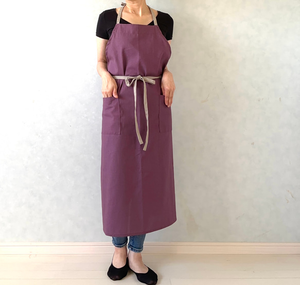 選べる肩紐仕様⭐︎バイカラーフルエプロン 15枚目の画像
