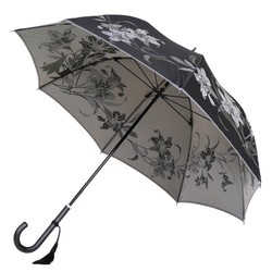 【晴雨兼用傘】絵おり 百合 ブラック 5枚目の画像