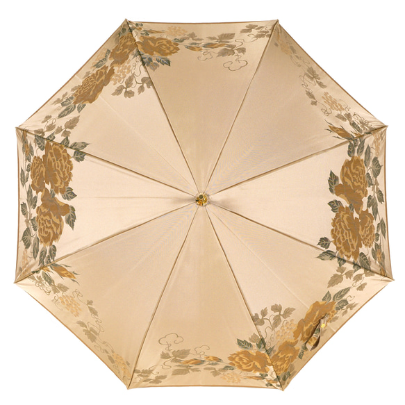 【晴雨兼用傘】絵おり バラとぶどう ベージュ 3枚目の画像