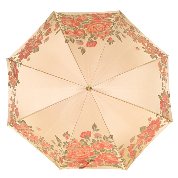 【晴雨兼用傘】絵おり 大バラ ベージュ 
