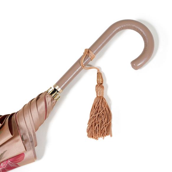 【晴雨兼用傘】絵おり 大バラ ベージュ 