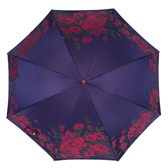 【晴雨兼用傘】絵おり 大バラ ネイビー 5枚目の画像