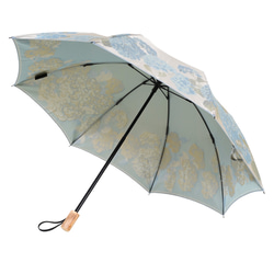 【晴雨兼用 折りたたみ傘】絵おり 紫陽花（あじさい）ライトブルー 3枚目の画像