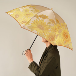 【晴雨兼用 折りたたみ傘】絵おり　向日葵(ひまわり) イエロー 2枚目の画像
