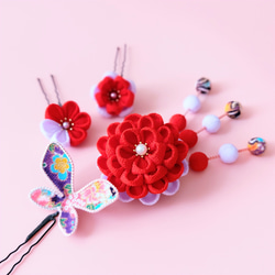 七五三用つまみ細工髪飾り 蝶と花のデザイン 七五三用のちょうちょの髪飾り【つまみ細工】 - YouTube