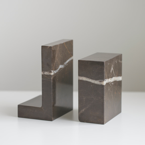 大理石のブックエンド L型 ブラック オブジェ その他インテリア雑貨