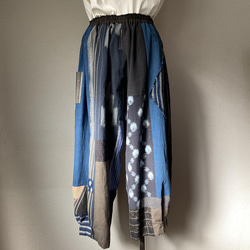 着物リメイク　木綿　ワイドパンツ　襤褸　ゆったり 4枚目の画像