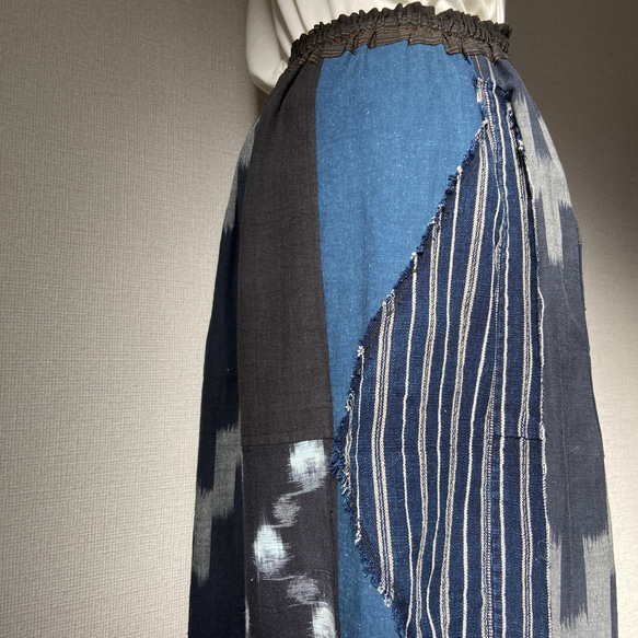 着物リメイク　木綿　ワイドパンツ　襤褸　ゆったり 6枚目の画像