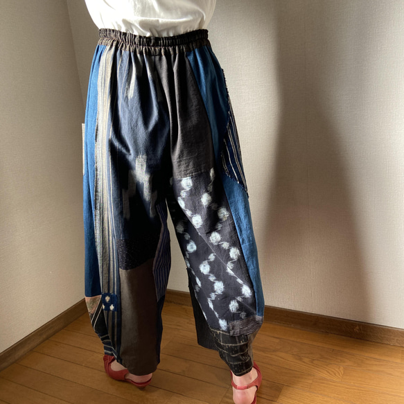 着物リメイク　木綿　ワイドパンツ　襤褸　ゆったり 13枚目の画像