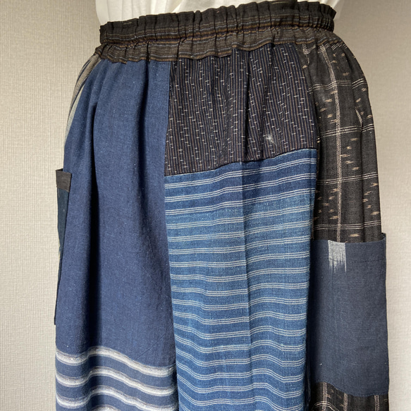 着物リメイク　木綿　ワイドパンツ　襤褸　ゆったり 7枚目の画像