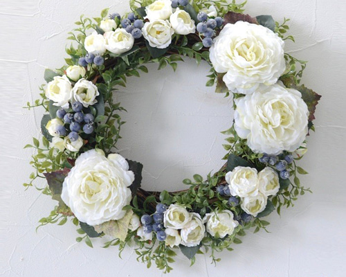 リース 1番人気 手作りキット 造花 キット ローズホワイトリース 造花