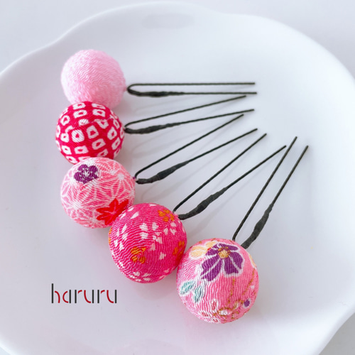 くまはちさま専用 七五三髪飾りセット 桃錦色×パールピンク 7-33 楽天