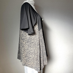 着物リメイク　絹　チュニック　黒　薄手 2枚目の画像