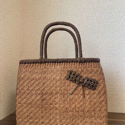 山葡萄かごバッグ 手作りかごバッグ 網代編み Lサイズ 内布付き
