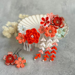 つまみ細工髪飾りset 紫 藤色 *七五三 *成人式 *卒業式 *着物 *振袖