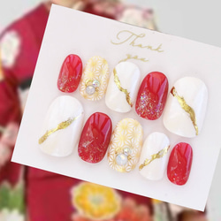 振袖☆赤×茶☆ネイルチップ付き 振袖☆赤×茶☆ネイルチップ付き