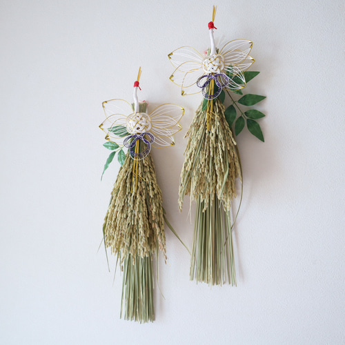 早割】健康長寿を願う鶴と繁栄の稲穂飾り お正月飾り スタイリッシュ