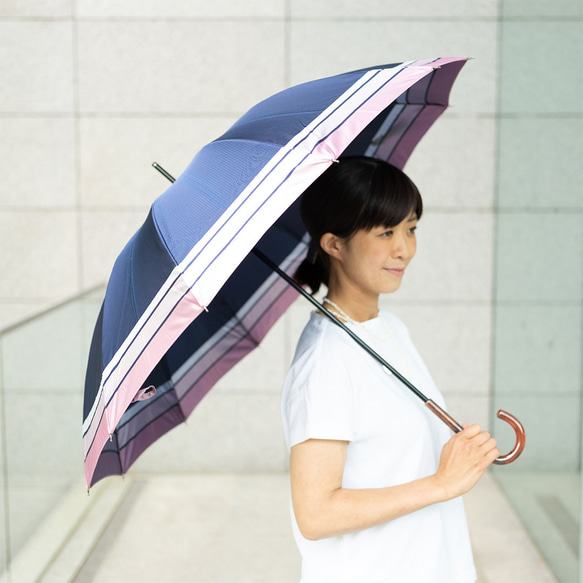 【晴雨兼用傘】SCENE ビッグボーダー：ネイビー 7枚目の画像