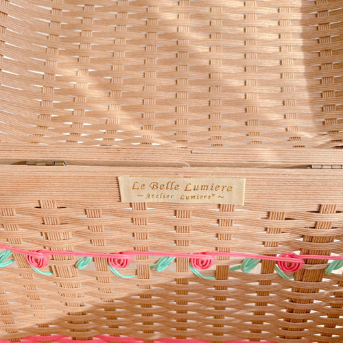 ミニローズのバスケット〜Lサイズ【コーラルピンク】裁縫箱