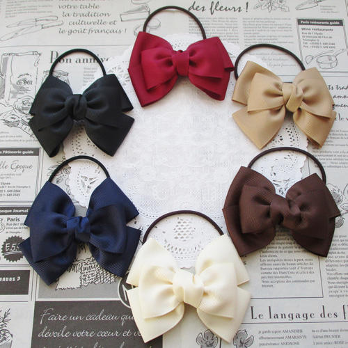 ☆ 再販 りぼん ヘアゴム 全6色から選べる トリプルリボン 大人 キッズ  