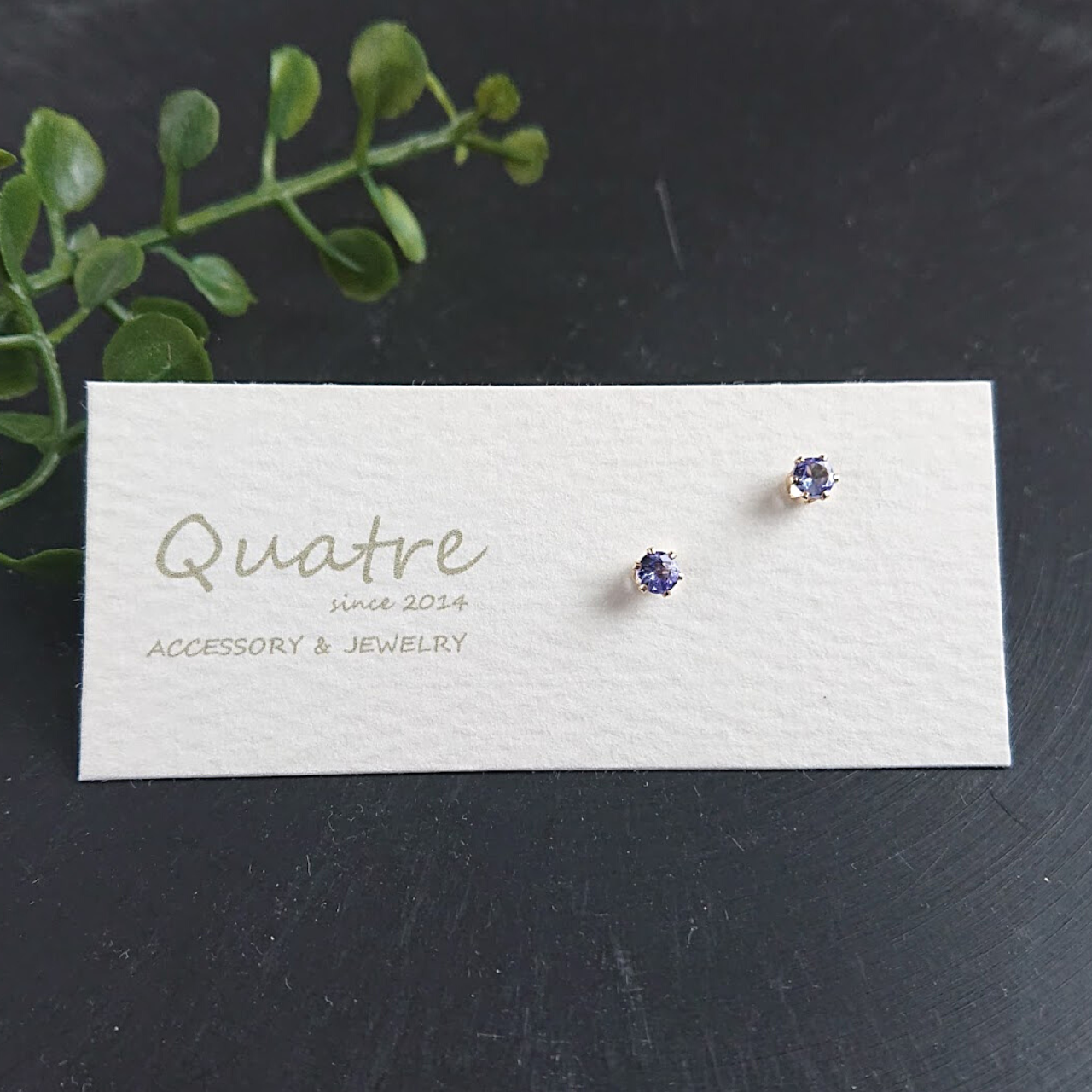 タンザナイト 【Tanzanite】ソリティアピアス3㎜(K14GF)