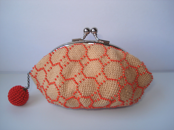 Beaded Purse --Caramel Orange-- 亀甲 1枚目の画像