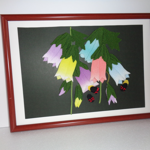 ちりめんで作った季節のタペストリー＜花シリーズ＞ タペストリー