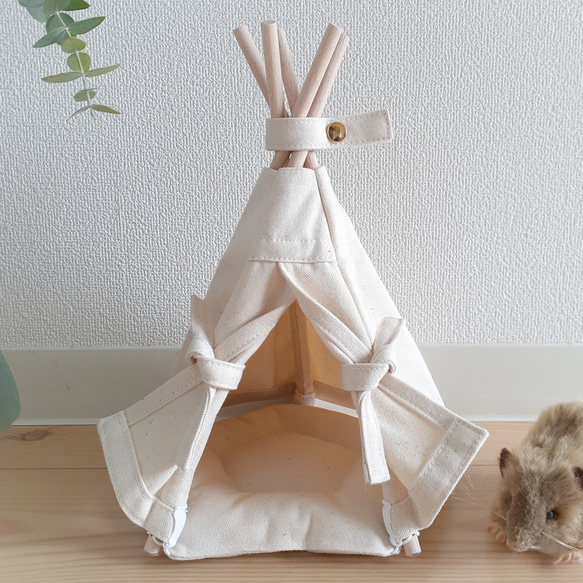 【受注製作】帆布のミニチュアティピーテント　キナリ 2枚目の画像