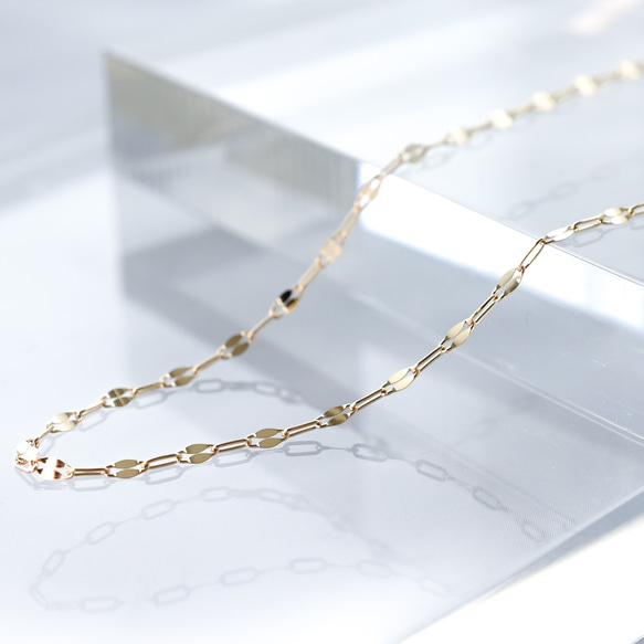 【送料無料】K10 肌が綺麗に見えるネックレスDesign Cut Chain Necklace 1枚目の画像