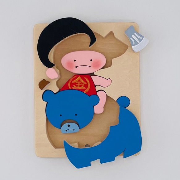 木製パズル クマと金太郎 2枚目の画像
