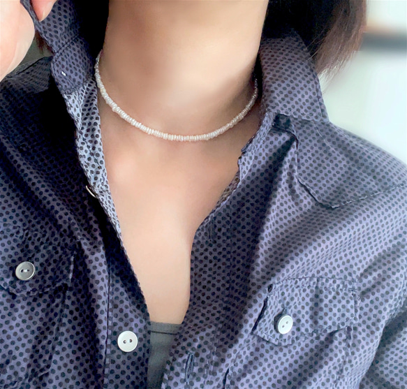 1613 ヒーリング効果✨️ ケシパールネックレス ハンドメイド
