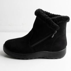 暖和得像毯子一樣！側拉鍊設計，穿脫方便。溫暖又舒適！毛絨短靴 第2張的照片