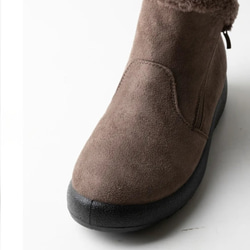 暖和得像毯子一樣！側拉鍊設計，穿脫方便。溫暖又舒適！毛絨短靴 第5張的照片