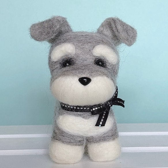 シュナウザー（グレー）の羊毛フェルト 犬 羊毛フェルト chai♡hima