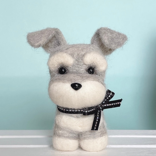 シュナウザー（グレー）の羊毛フェルト 犬 羊毛フェルト chai♡hima