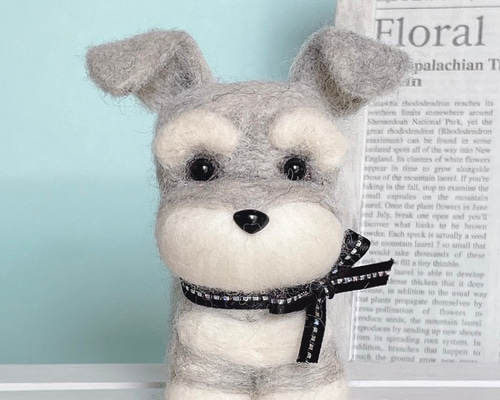 シュナウザー（グレー）の羊毛フェルト 犬 羊毛フェルト chai♡hima