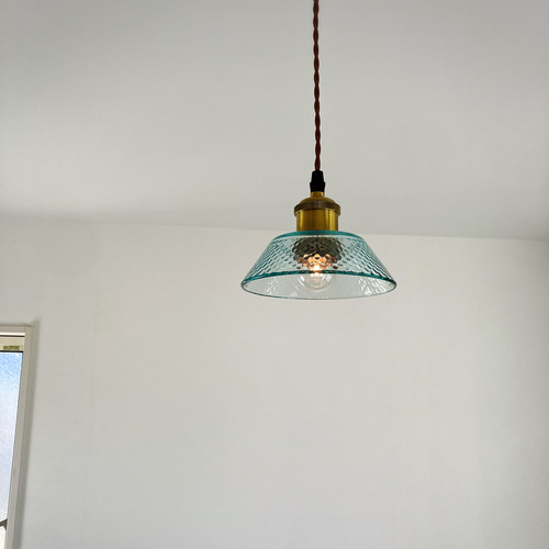 ム*マ様 グリーンガラス ペンダントライト フリルエッジ fc1-st22-tg06a_1.JPG