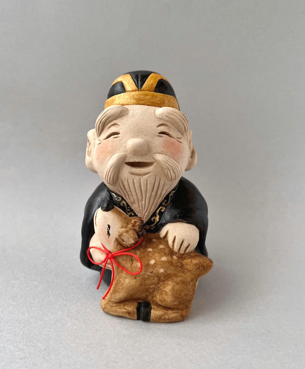 寿老人　七福神　木彫り　置物　大型　縁起物