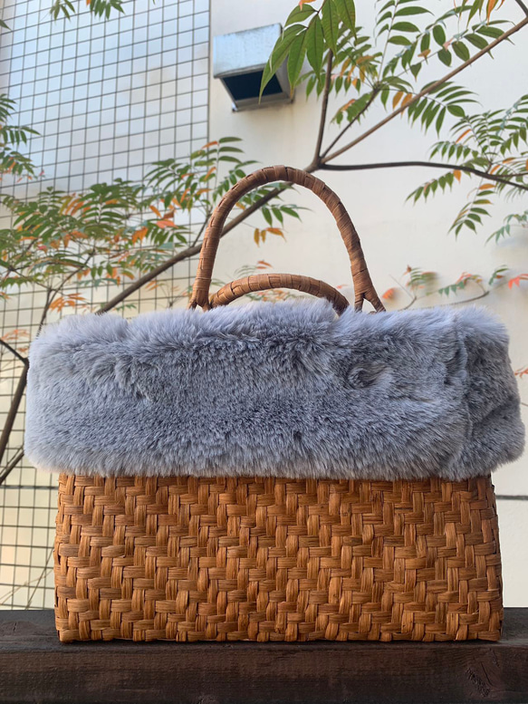 【秋冬】山葡萄かごバッグ　手作り　網代編み　定番　内布あり