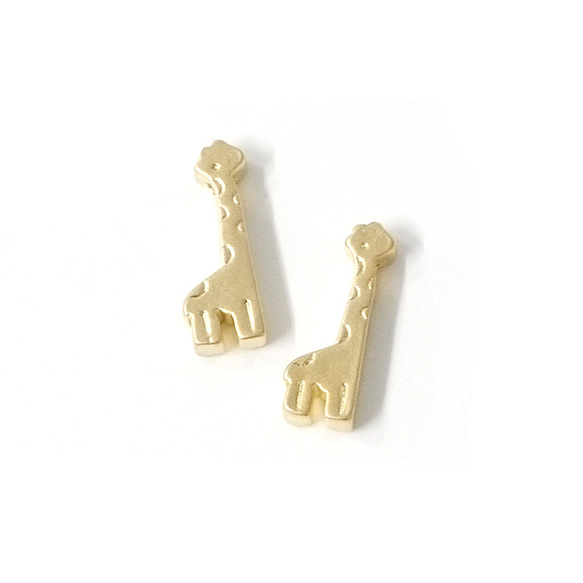 再販【2個入り】立体的なGiraffe キリンモチーフのマットゴールドチャーム NF 1枚目の画像