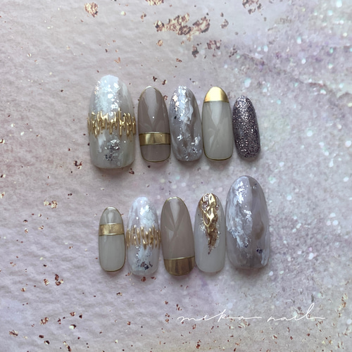 no.062】リングラインネイル/ニュアンスネイル/もやもやネイル/ミラー  