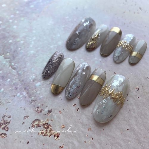 no.062】リングラインネイル/ニュアンスネイル/もやもやネイル/ミラー  