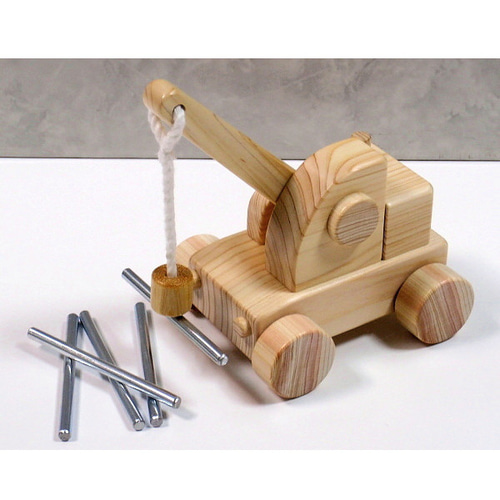 木のおもちゃ・はたらく車クレーン車/木製玩具 おもちゃ・人形