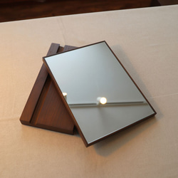 卓上ミラー＆無垢材スタンド～贈り物にもオススメ～ 卓上 鏡 リビング 無垢材 インテリア 6枚目の画像